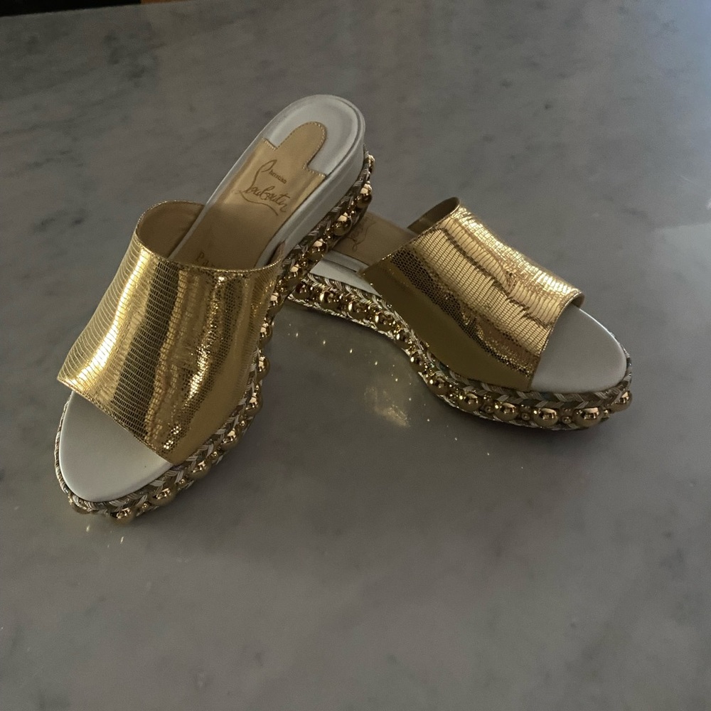 Christian louboutin janibasse 60 mule wedge sandal